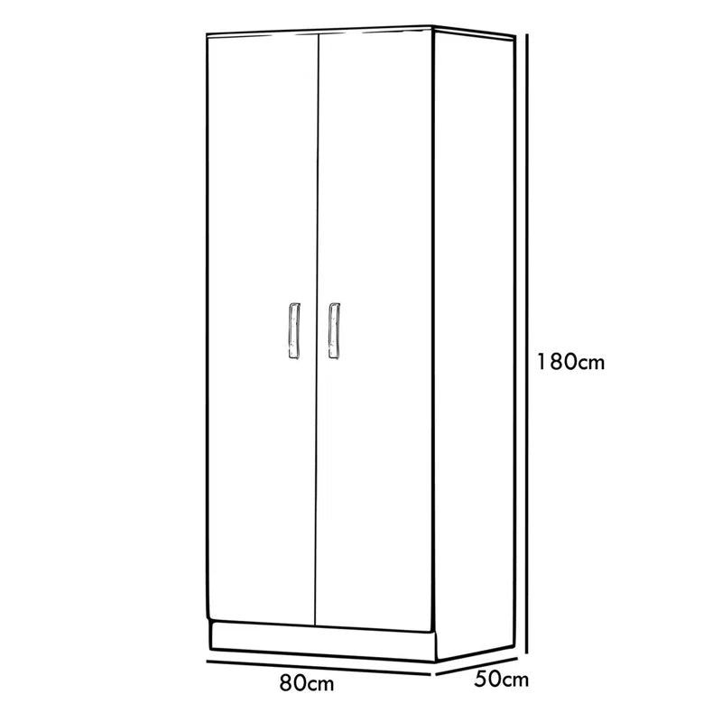 Lycinda 2 Door Double Wardrobe - Matt Finish, Scratch Resistant, Brushed Chrome Metal Handles