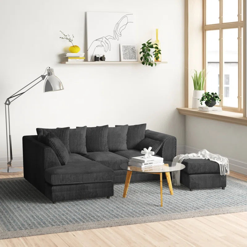 Moana 3 - Piece Upholstered Corner Sofa Chaise with Ottoman