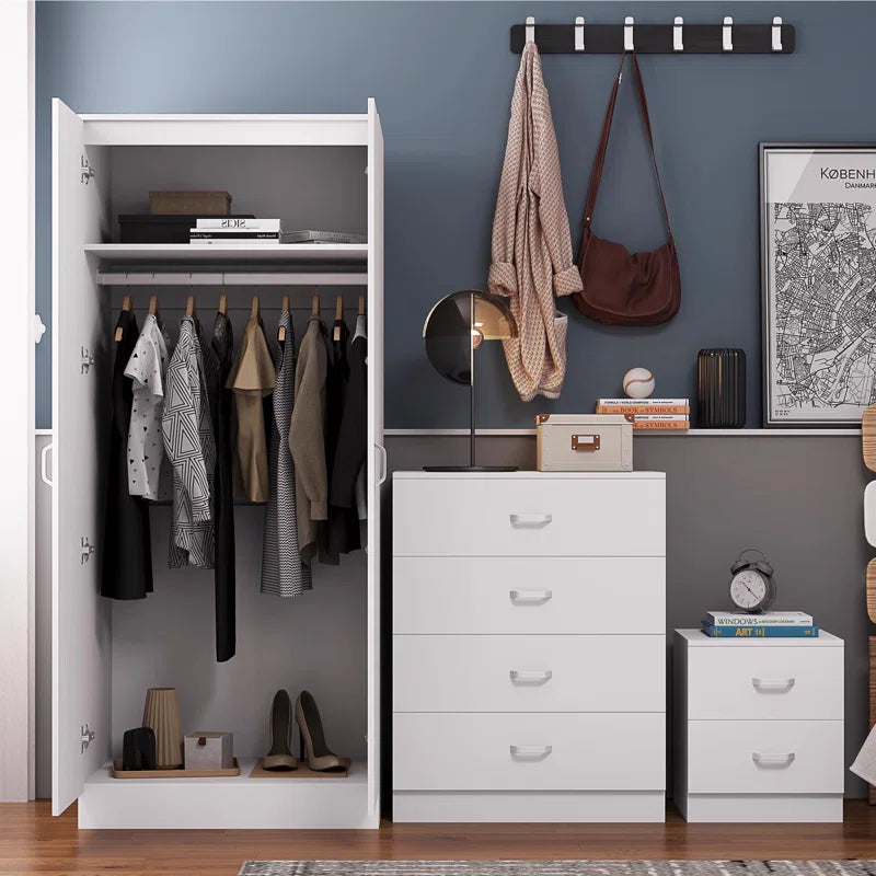 Lycinda 2 Door Double Wardrobe - Matt Finish, Scratch Resistant, Brushed Chrome Metal Handles