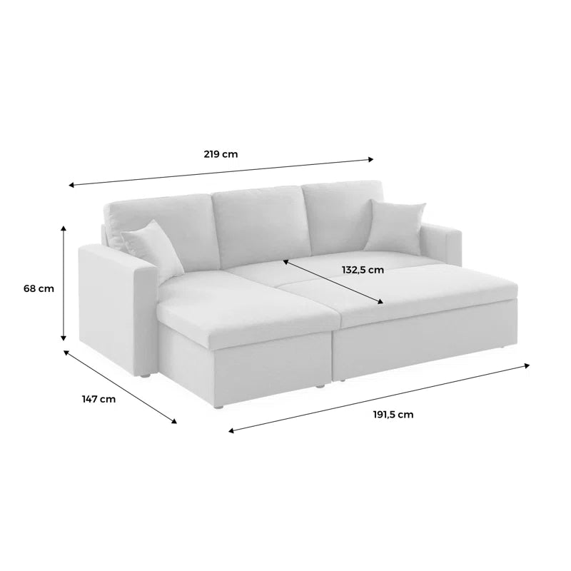 Narcisco 3 Seater Modular Corner Sofa Bed with Storage