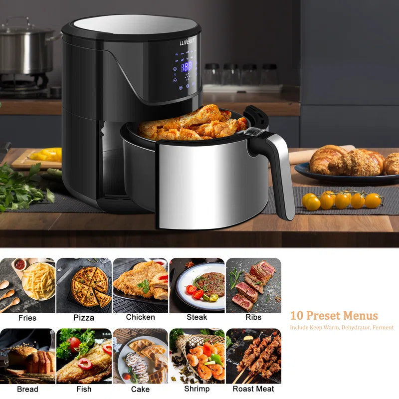 7L Large Air Fryer, Family Size Hot Air Fryer 1800W Digital Touchscreen with 10 Presets, Removable Basket, Timer & Temperature Control for Oil Free & Low Fat Healthy Cooking