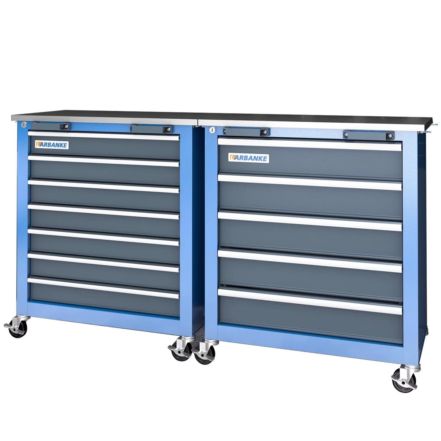 LARBANKE Combination Tool Cabinet,7 Drawer Tool Chest and 5 Drawer Tool Chest for Connected Use