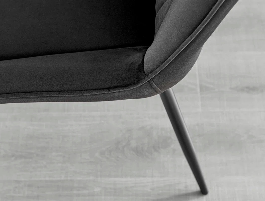 Edzard Statement Pedestal round Dining Table Set in Black & 4 Luxury Velvet Dining Chairs