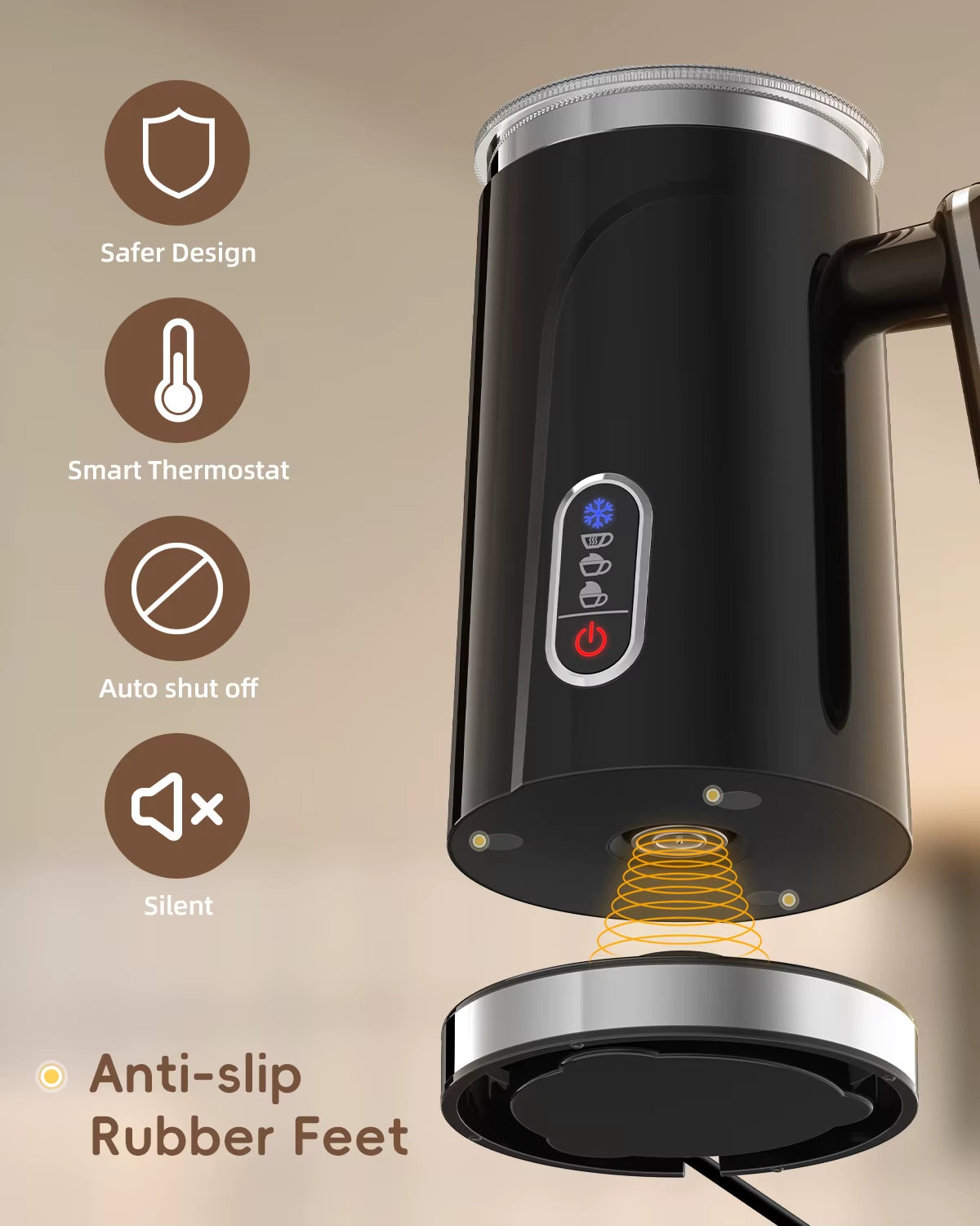Electric 4 in 1 Automatic Hot and Cold Milk Frother Warmer for Latte, Foam Maker, Hot Chocolates, Cappuccino