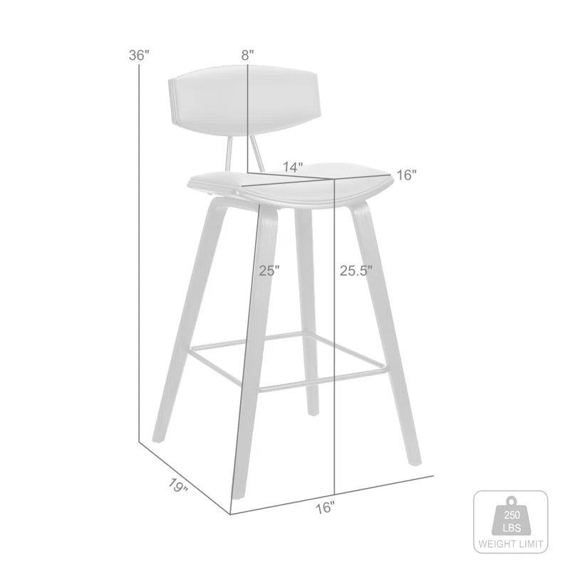 Tellis Mid-Century Modern Armless Stool in Faux Leather and Wood