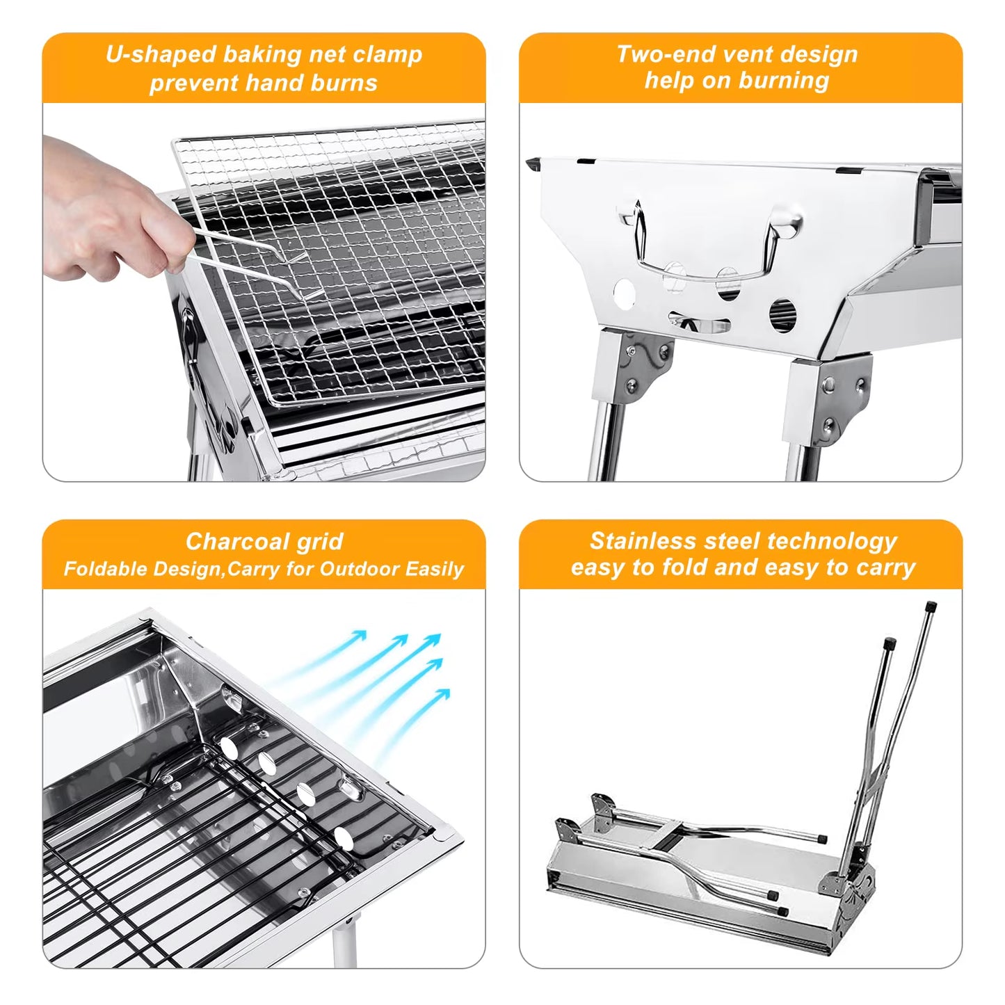 Portable Folding BBQ Grill, Compact and Lightweight Charcoal Grill, Easy to Assemble and Carry, Ideal for Outdoor Cooking