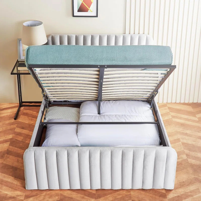 Comacho Upholstered Ottoman Storage Bed with Mattress