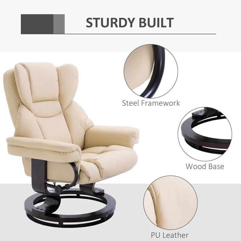 Ladaisia Faux Leather Manual Swivel Recliner with Ottoman