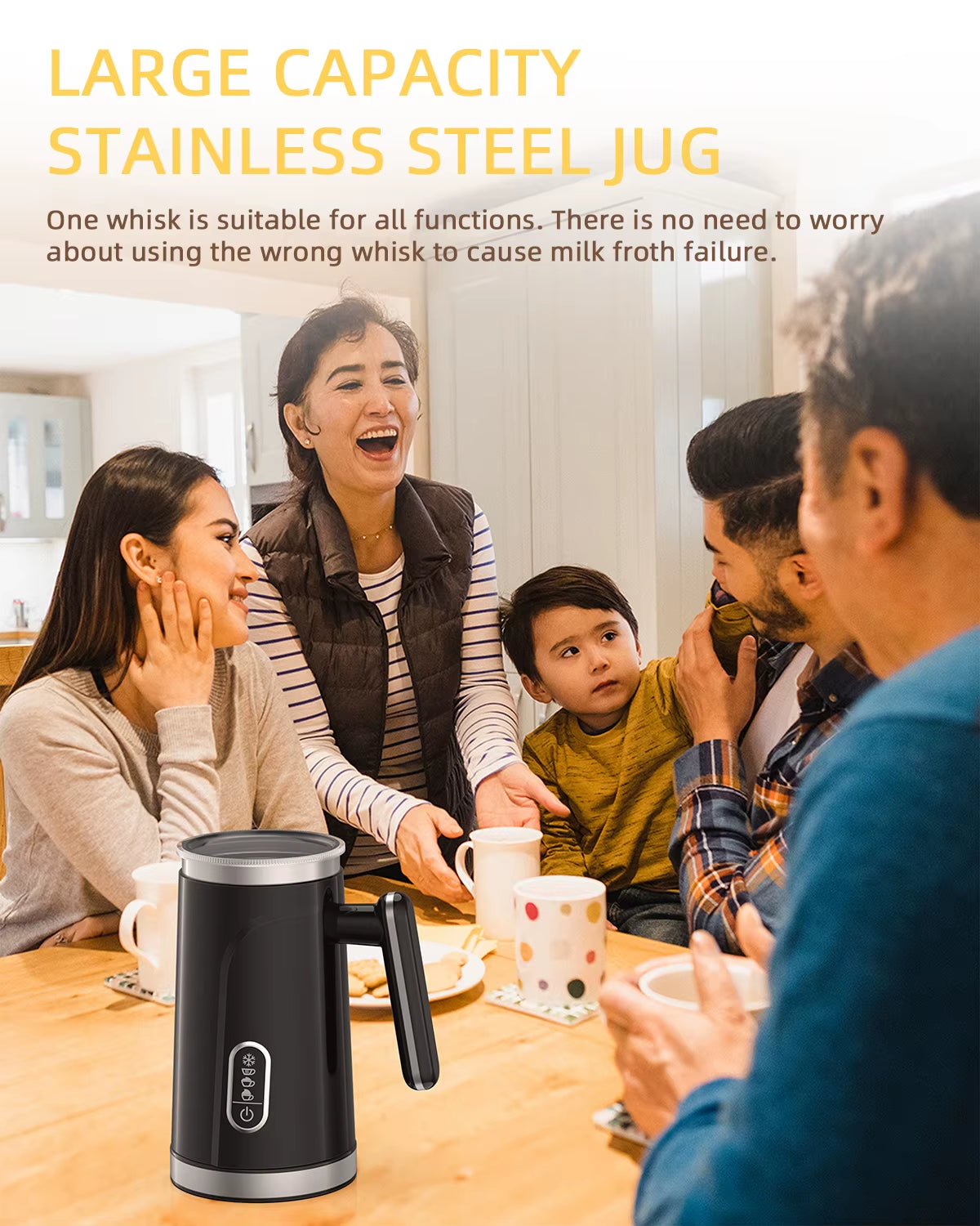 Electric 4 in 1 Automatic Hot and Cold Milk Frother Warmer for Latte, Foam Maker, Hot Chocolates, Cappuccino