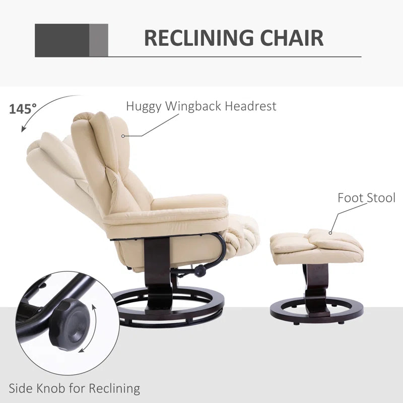 Ladaisia Faux Leather Manual Swivel Recliner with Ottoman