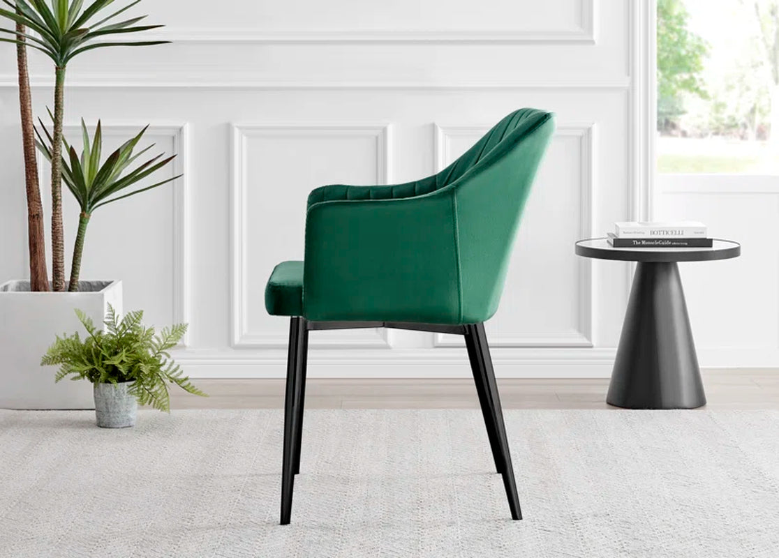 Adler Concrete Effect round Dining Table Set with Shelf & 4 Luxury Modern Velvet Dining Chairs