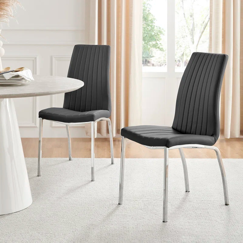 Edzard Double Pedestal High Gloss Dining Table Set with 6 Soft Touch Faux Leather Dining Chairs