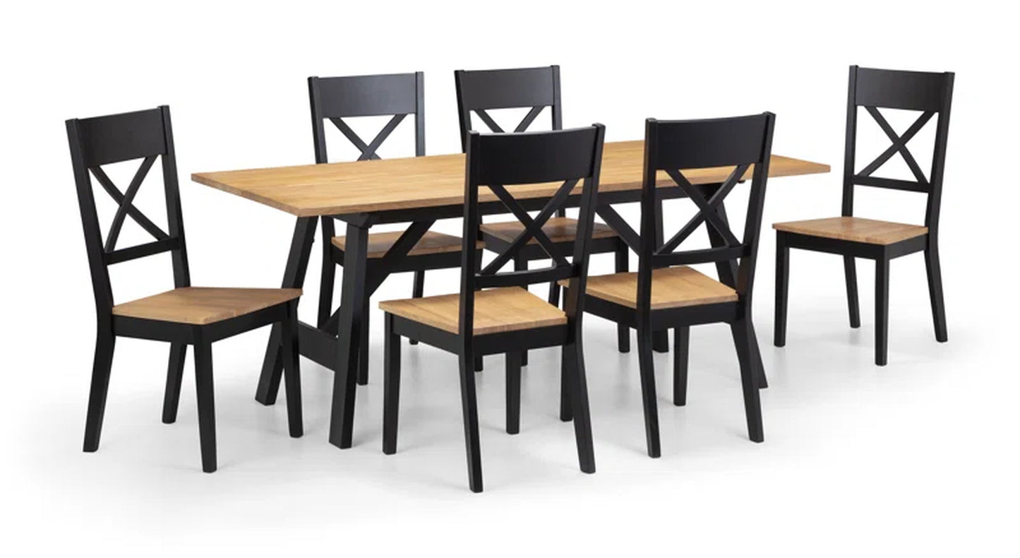 Mulford 6 - Person Rubberwood Solid Wood Dining Set