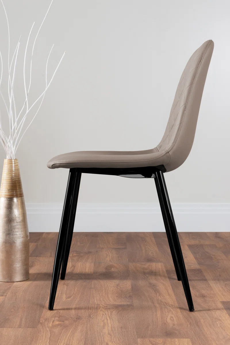 Industrial Design White & Grey Marble Effect Melamine Dining Table Set with 6 Faux Leather Chairs