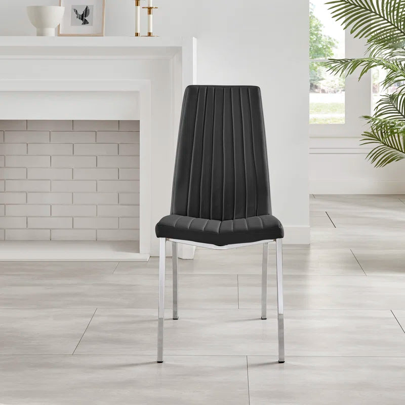 Edzard Double Pedestal High Gloss Dining Table Set with 6 Soft Touch Faux Leather Dining Chairs