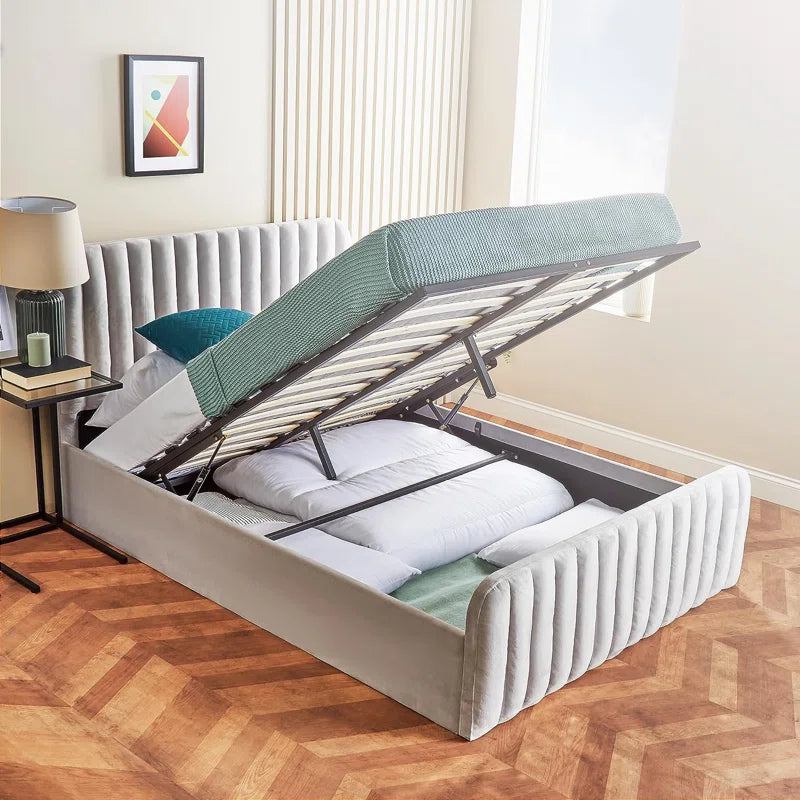 Comacho Upholstered Ottoman Storage Bed with Mattress