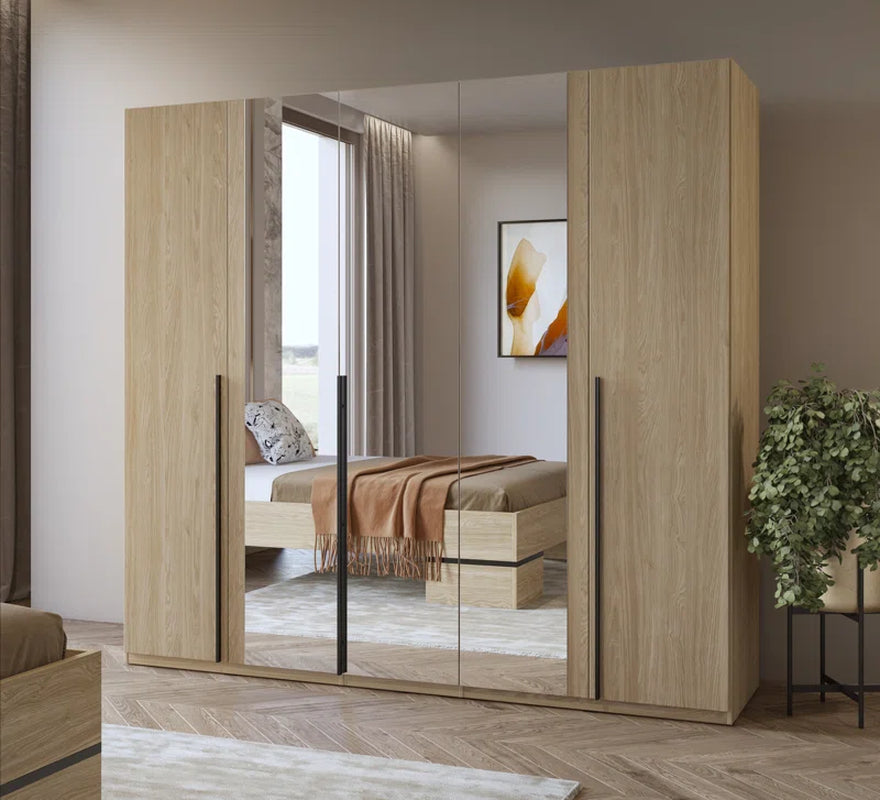 Mathyus 5 Door Manufactured Wood Wardrobe Self-Assembly