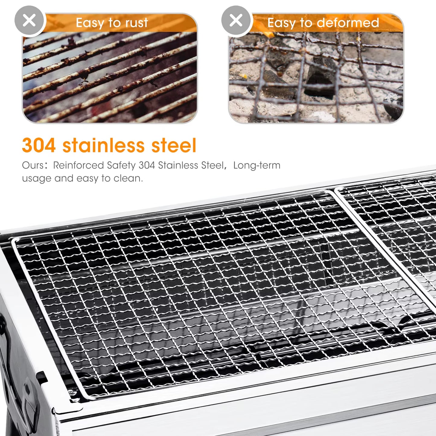 Portable Folding BBQ Grill, Compact and Lightweight Charcoal Grill, Easy to Assemble and Carry, Ideal for Outdoor Cooking