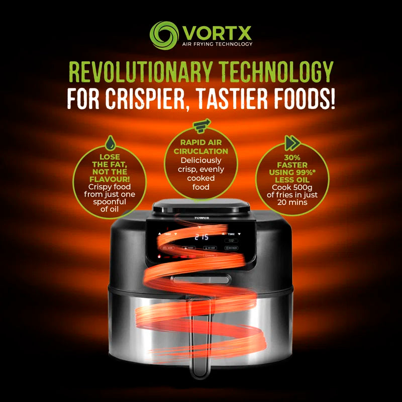 T17131 Vortx 5 in 1 Air Fryer and Grill with Crisper, 5.6L, Black