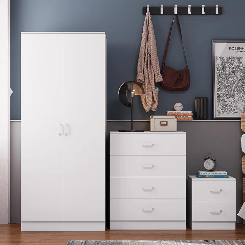 Lycinda 2 Door Double Wardrobe - Matt Finish, Scratch Resistant, Brushed Chrome Metal Handles