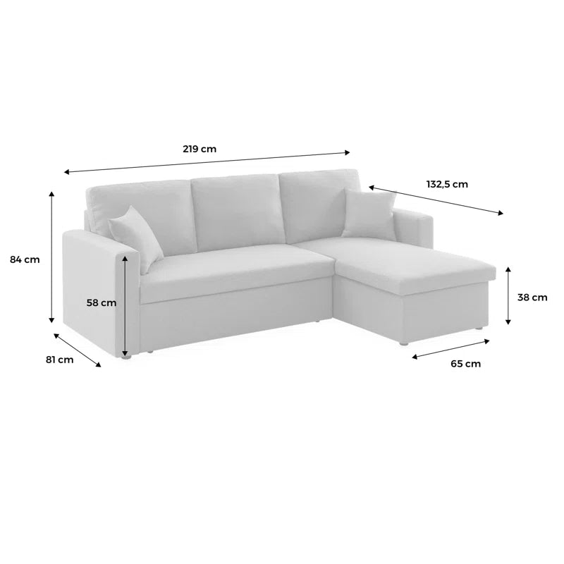 Narcisco 3 Seater Modular Corner Sofa Bed with Storage