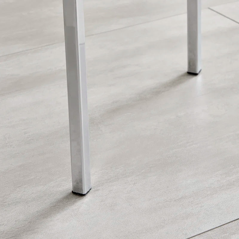 Marietta Chrome Metal and White High Gloss Dining Table Set - 6 Luxury Soft Touch Dining Chairs