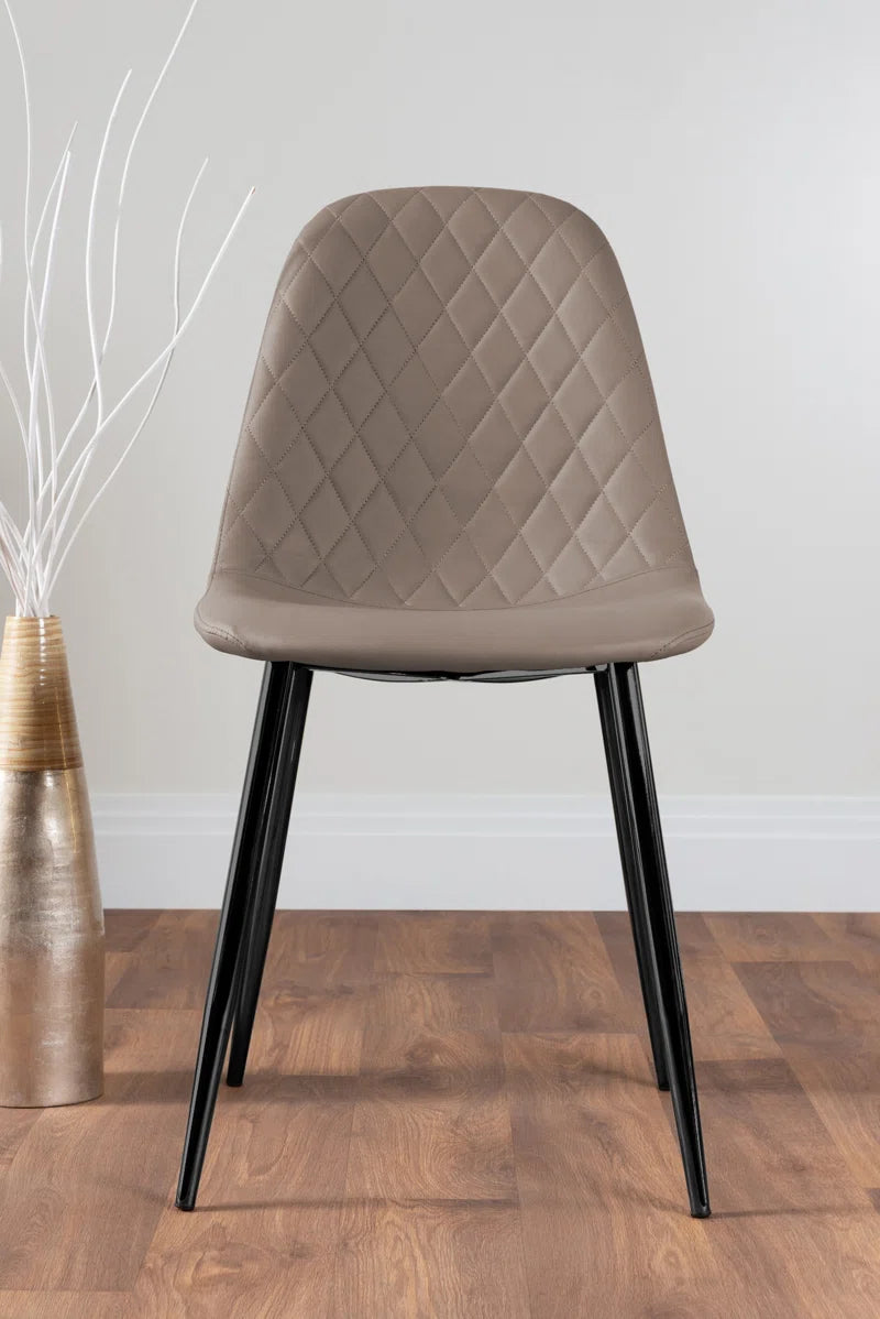 Industrial Design White & Grey Marble Effect Melamine Dining Table Set with 6 Faux Leather Chairs
