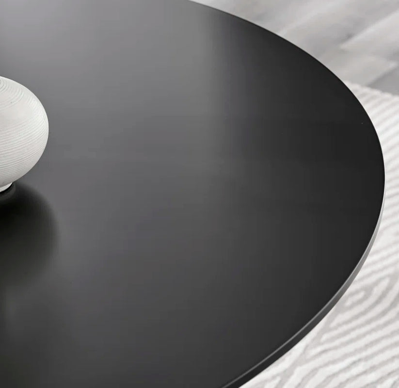 Edzard Statement Pedestal round Dining Table Set in Black & 4 Luxury Velvet Dining Chairs