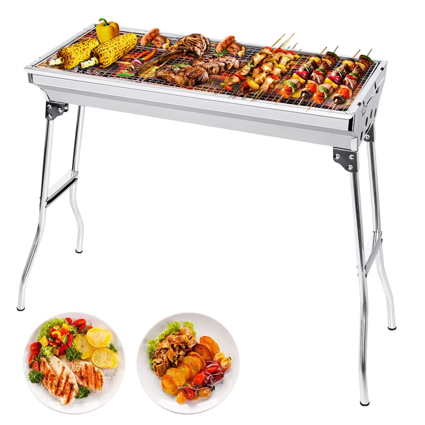 Portable Folding BBQ Grill, Compact and Lightweight Charcoal Grill, Easy to Assemble and Carry, Ideal for Outdoor Cooking
