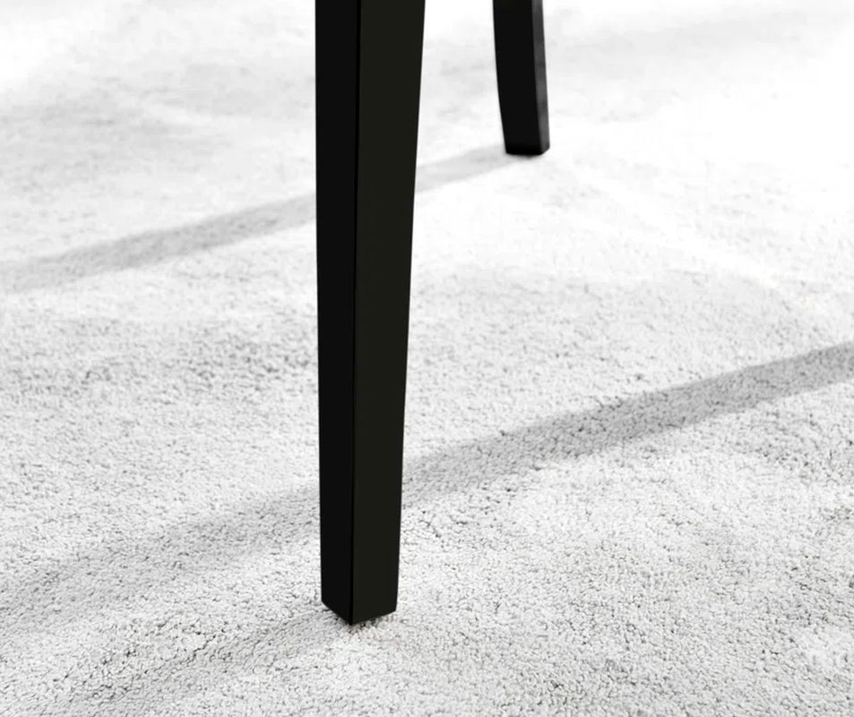 Industrial Design White & Grey Marble Effect Melamine Dining Table Set with 6 Button Velvet Chairs