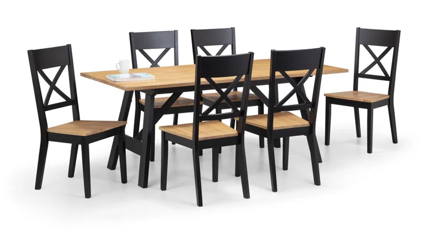Mulford 6 - Person Rubberwood Solid Wood Dining Set