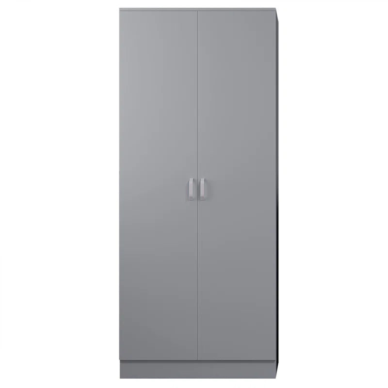 Lycinda 2 Door Double Wardrobe - Matt Finish, Scratch Resistant, Brushed Chrome Metal Handles