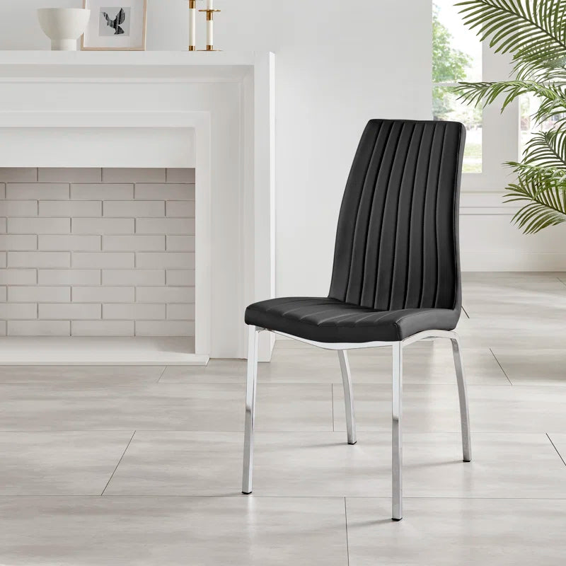 Edzard Double Pedestal High Gloss Dining Table Set with 6 Soft Touch Faux Leather Dining Chairs