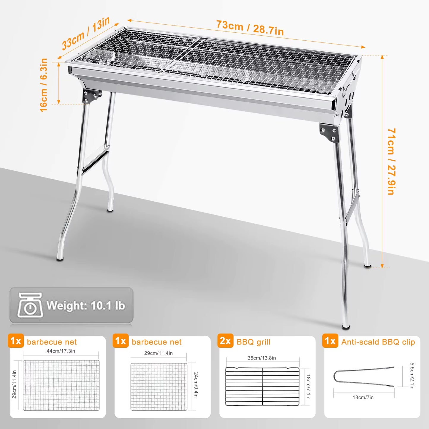 Portable Folding BBQ Grill, Compact and Lightweight Charcoal Grill, Easy to Assemble and Carry, Ideal for Outdoor Cooking
