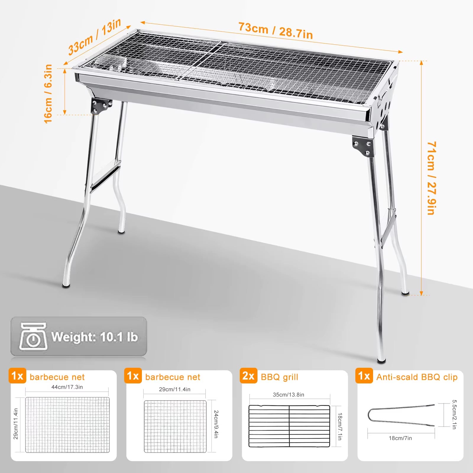 Portable Folding BBQ Grill, Compact and Lightweight Charcoal Grill, Easy to Assemble and Carry, Ideal for Outdoor Cooking