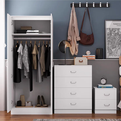Lycinda 2 Door Double Wardrobe - Matt Finish, Scratch Resistant, Brushed Chrome Metal Handles