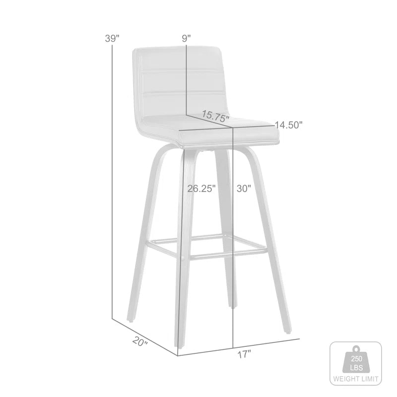Aluin Mid-Century Modern Swivel Counter or Bar Height Bar Stool in Faux Leather and Wood