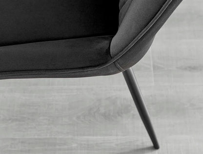 Edzard Statement Pedestal round Dining Table Set in Black & 4 Luxury Velvet Dining Chairs