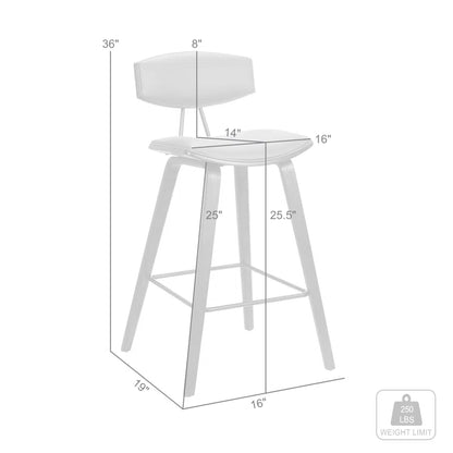 Tellis Mid-Century Modern Armless Stool in Faux Leather and Wood