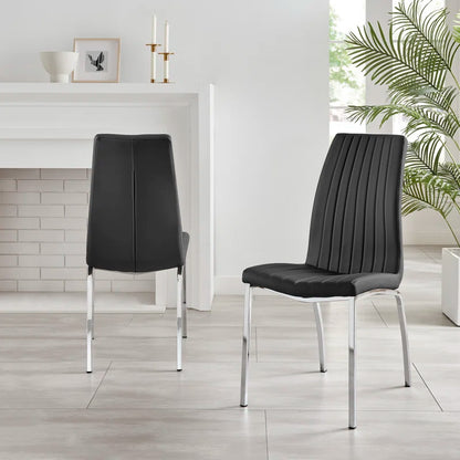 Edzard Double Pedestal High Gloss Dining Table Set with 6 Soft Touch Faux Leather Dining Chairs