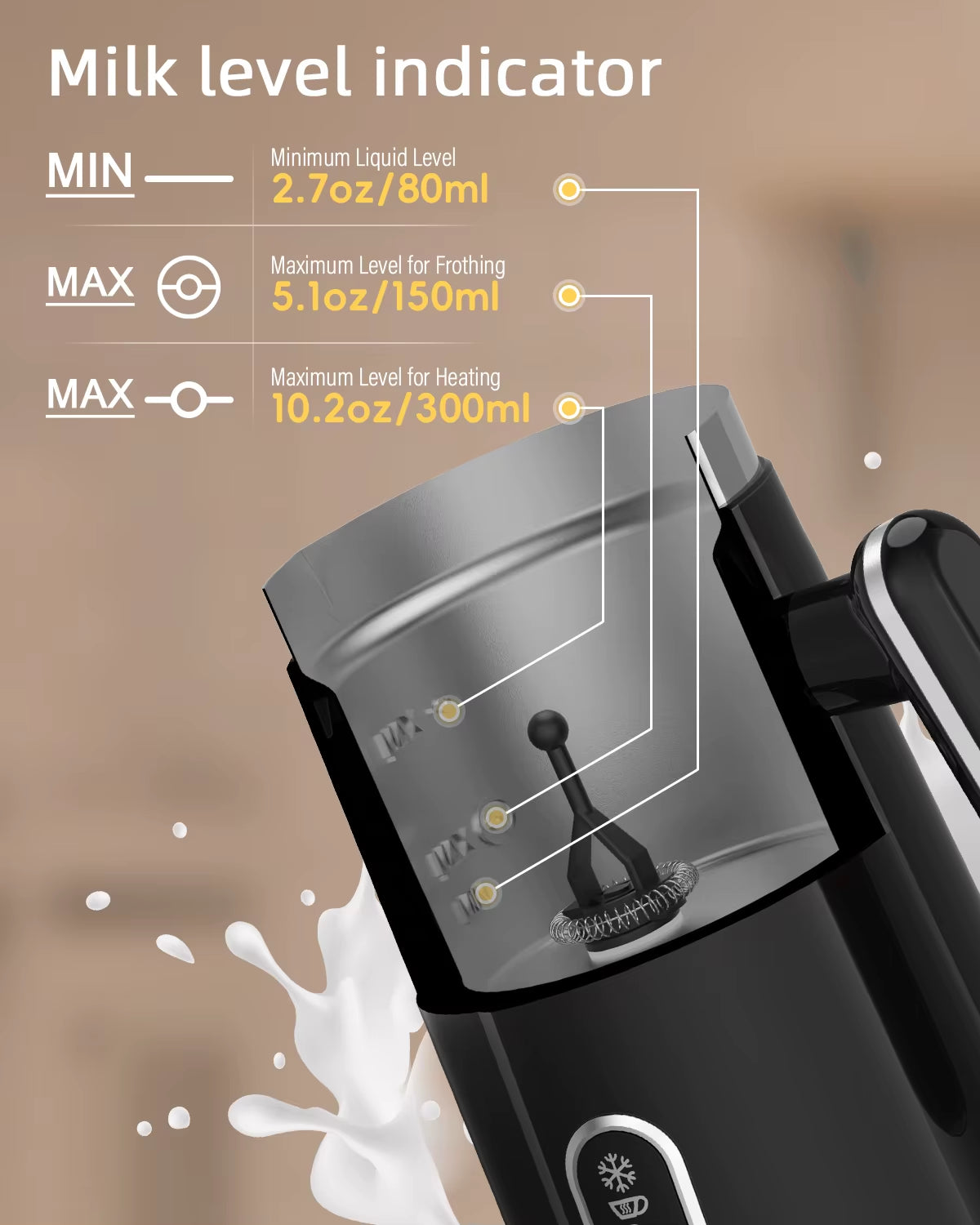 Electric 4 in 1 Automatic Hot and Cold Milk Frother Warmer for Latte, Foam Maker, Hot Chocolates, Cappuccino