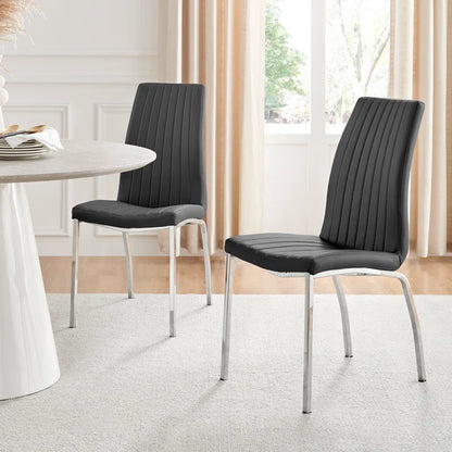 Edzard Double Pedestal High Gloss Dining Table Set with 6 Soft Touch Faux Leather Dining Chairs