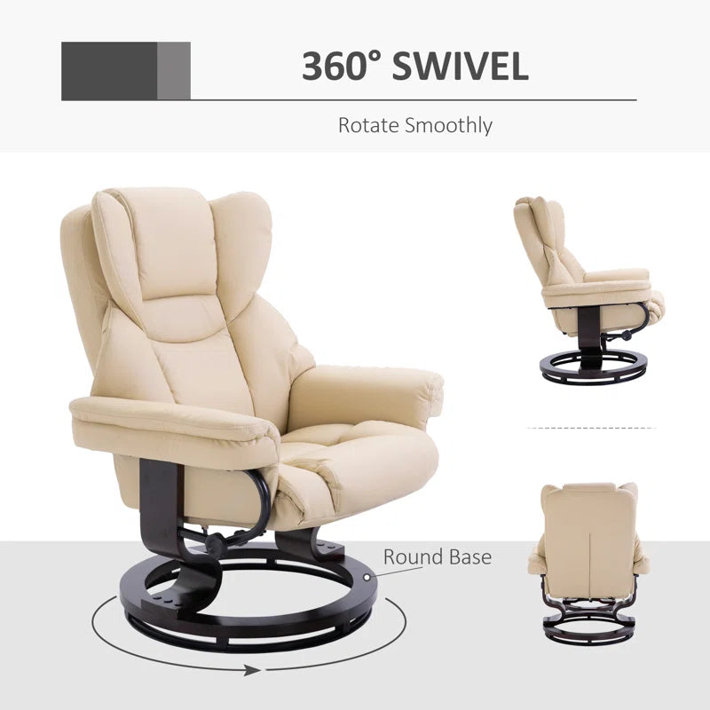 Ladaisia Faux Leather Manual Swivel Recliner with Ottoman