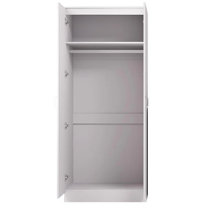 Lycinda 2 Door Double Wardrobe - Matt Finish, Scratch Resistant, Brushed Chrome Metal Handles