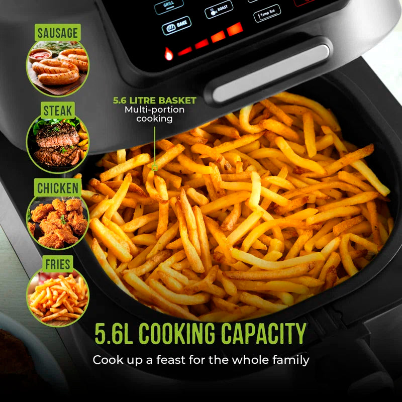 T17131 Vortx 5 in 1 Air Fryer and Grill with Crisper, 5.6L, Black