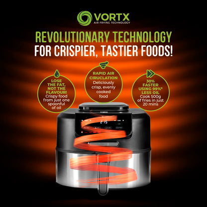 T17131 Vortx 5 in 1 Air Fryer and Grill with Crisper, 5.6L, Black