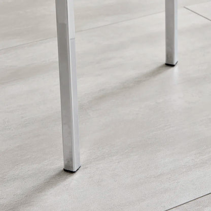 Marietta Chrome Metal and White High Gloss Dining Table Set - 6 Luxury Soft Touch Dining Chairs