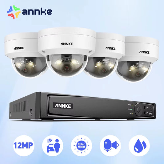 12MP Smart Dual Light Camera Kits Security Cam 8CH NVR 4PCS POE Camera Outdoor CCTV Video Surveillance Protection Camera