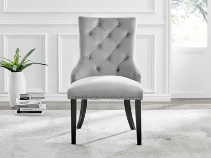 Industrial Design White & Grey Marble Effect Melamine Dining Table Set with 6 Button Velvet Chairs