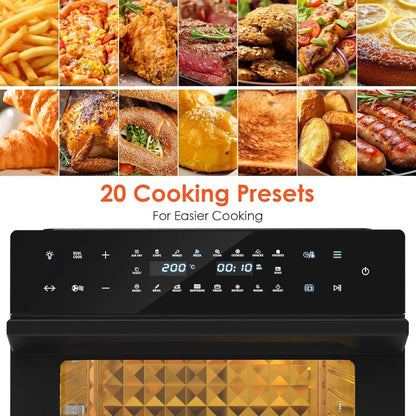30L Air Fryer Oven Xxl with Rotisserie, Mini Oven with 20 Programs and 9 Accessories, Air Fryer Oven with Led Touchscreen, Stainless Steel Liner Oven, Double-Layered Door, Recipe Book